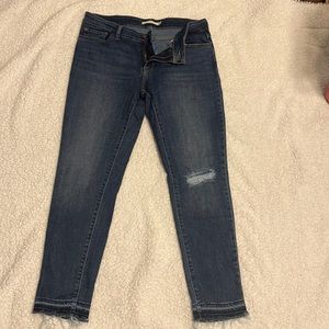 Skinny leg dark jeans